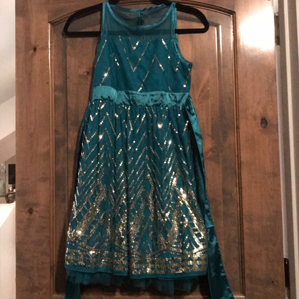 Turquoise Gold Sequence Dress